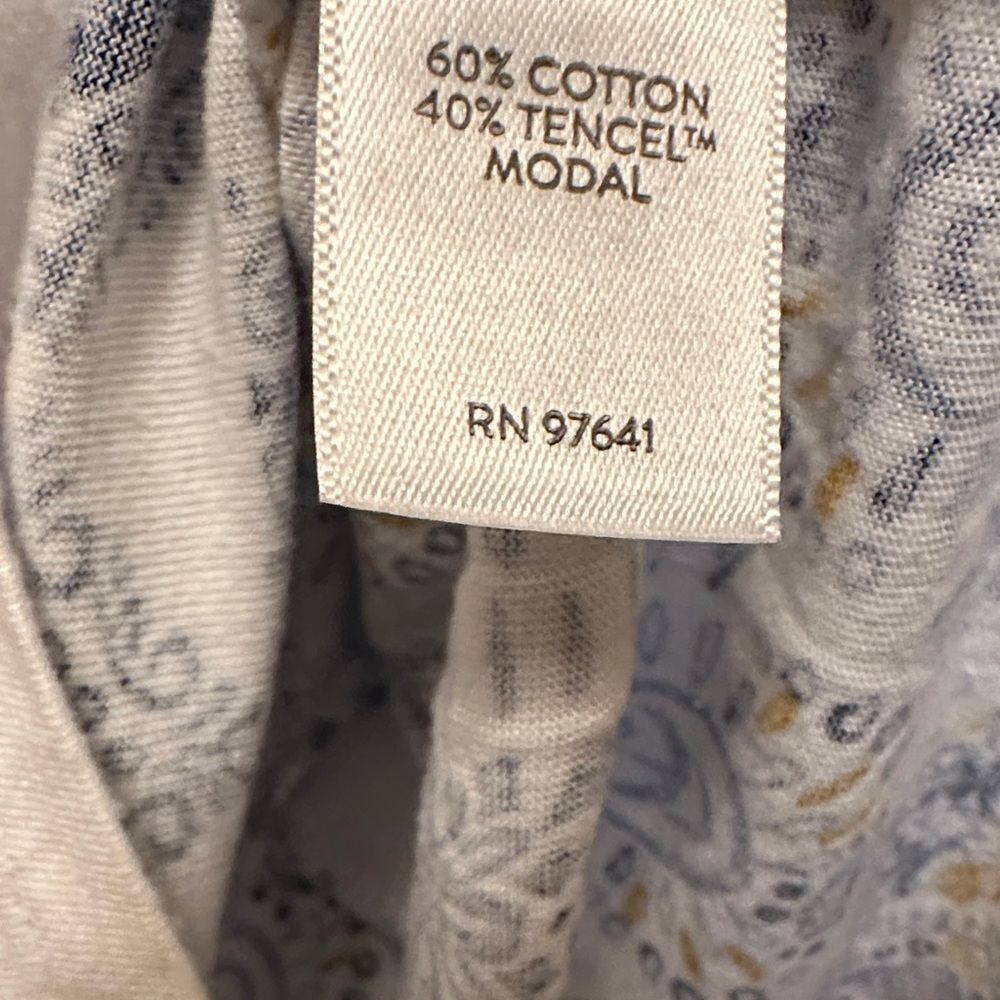 J. Jill Navy and White Patterned Button Front Blouse Cotton Modal Blend - Picture 4 of 5